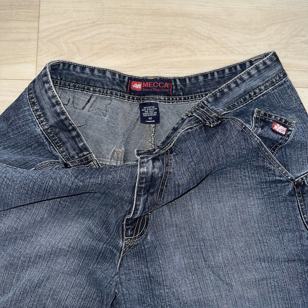Vintage Mecca Jean Shorts Mens 40 Blue Baggy Jorts Skater Grunge Rap 90s Y2K - Picture 3 of 7